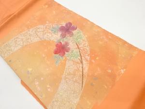 引箔花に抽象模様織出し名古屋帯